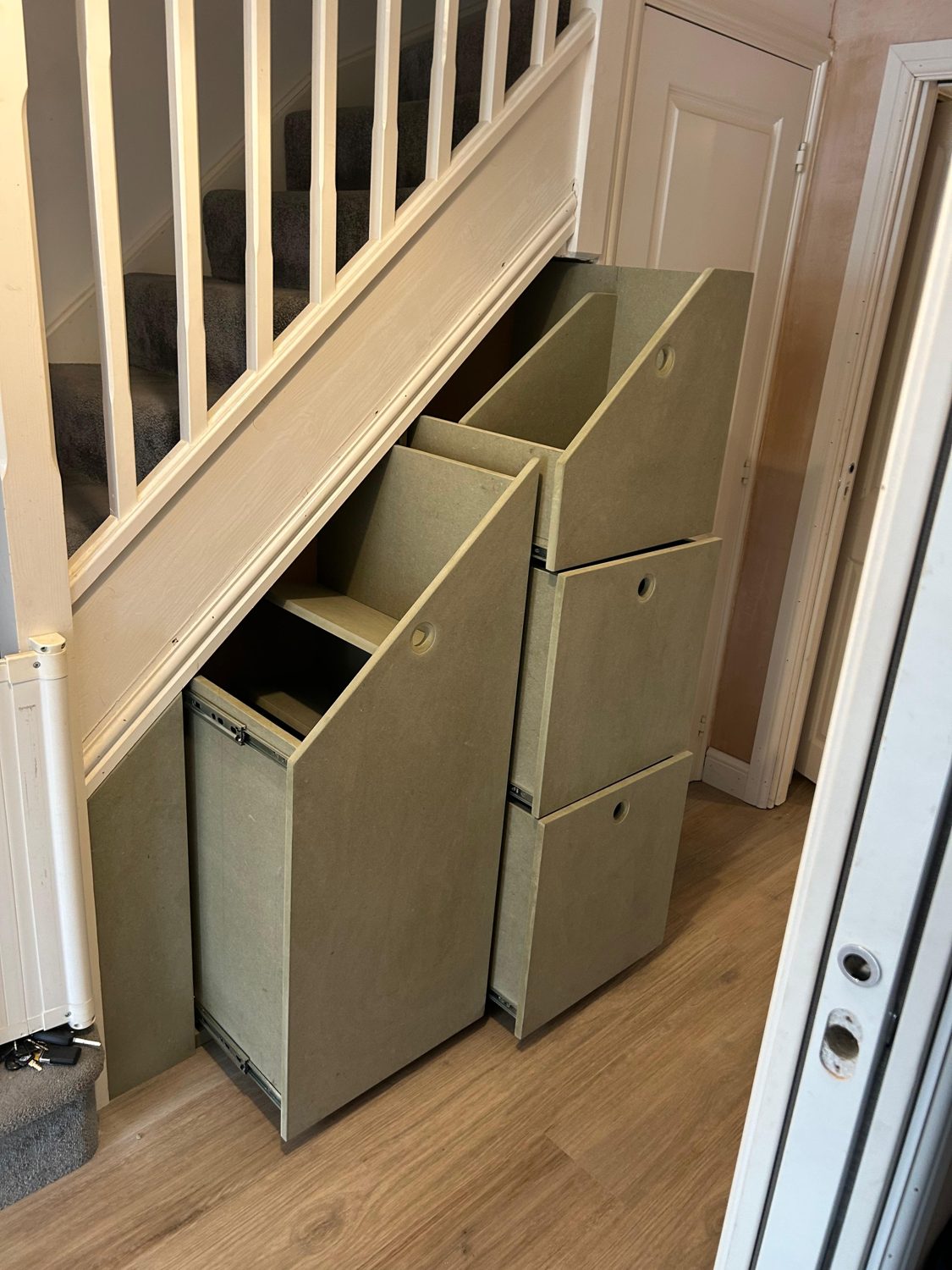 Under-stairs pull-out storage